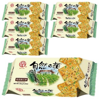 中祥 自然之顏 紫菜蘇打餅, 香脆涮嘴, 嚴選紫菜青蔥, 清爽香酥, 120g, 6包