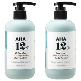 VILLAGE 11 FACTORY Relax-day 果酸12%去角質身體乳液, 無添加礦物油和香料, 含神經醯胺3, 含7種玻尿酸, 含積雪草, 300g, 2瓶