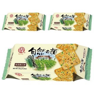中祥 自然之顏 紫菜蘇打餅, 香脆涮嘴, 嚴選紫菜青蔥, 清爽香酥, 120g, 3包