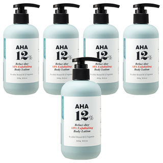 VILLAGE 11 FACTORY Relax-day 果酸12%去角質身體乳液 無添加礦物油和香料 含神經醯胺3 含7種玻尿酸 含積雪草, 300g, 5瓶