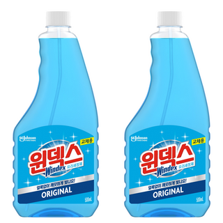 윈덱스 유리세정제 리필, 500ml, 2개