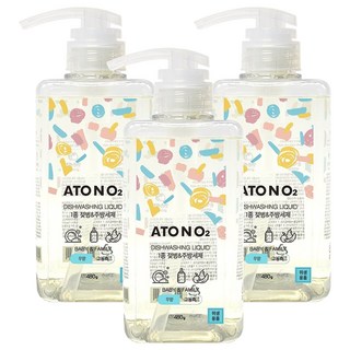 아토앤오투 젖병&주방세제 무향, 3개, 480g