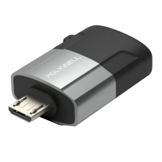 POLYWELL USB Micro-B轉USB-A 轉接器 OTG功能, 3.9cm, PW15-T02-A035, 1條