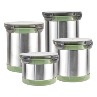 儲存不鏽鋼密封罐四件套, 小550ml + 大750ml + 加大900ml + 超大號1100ml, 1組