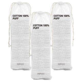 Swanicoco 壓紋化妝棉 100%棉 柔軟親膚, 100片, 3包