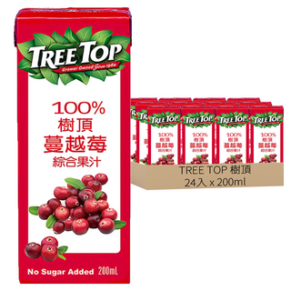 TREE TOP 樹頂 100%嚴選蔓越莓綜合果汁, 200ml, 24入