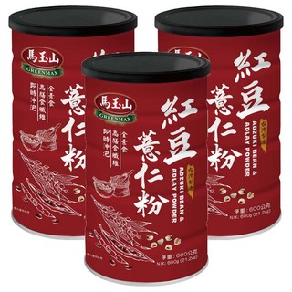 馬玉山 紅豆薏仁粉, 600g, 1罐, 3罐