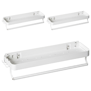 hoi 好好生活 無痕壁掛式收納置物架 40cm 白色, 3個