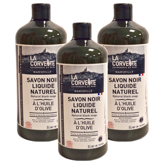 LA CORVETTE 法釩馬賽莊園 馬賽家事多功能濃縮橄欖油黑皂液 法國原裝進口, 1L, 3瓶