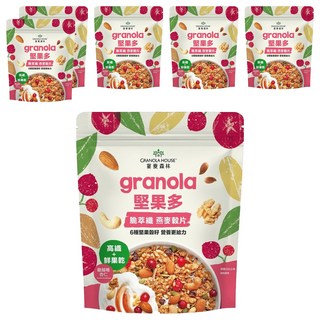 GRANOLA HOUSE 宴麥森林 堅果多脆萃纖燕麥穀片 蔓越莓杏仁 6種堅果穀籽 含10.4g膳食纖維, 250g, 6包
