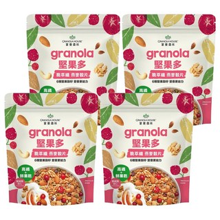GRANOLA HOUSE 宴麥森林 堅果多脆萃纖燕麥穀片 蔓越莓杏仁 6種堅果穀籽 含10.4g膳食纖維, 250g, 4包