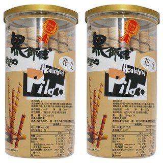 黑師傅 捲心酥 花生口味, 外層酥脆，內餡豐滿，口感層次豐富, 輕巧塑膠桶裝, 200g, 2罐