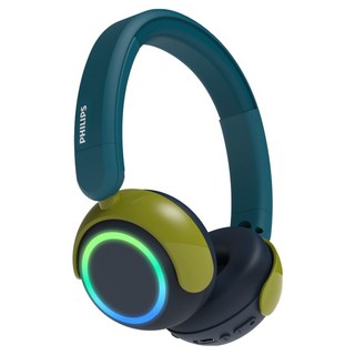 필립스 전용어플 멀티포인트 무선 LED 블루투스 5.4 키즈 헤드폰, 크리스탈 틸, TAK4200