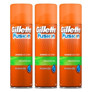 질레트 퓨전 하이드라젤 센서티브 스킨 쉐이빙젤, 195g, 3개