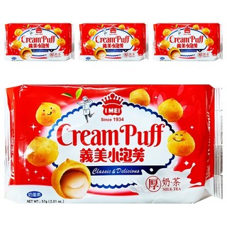 義美 小泡芙 厚奶茶, 57g, 4包