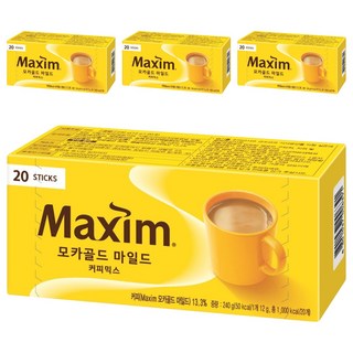 Maxim 麥心 摩卡經典三合一咖啡 咖啡、牛奶、糖的完美黃金比例, 12g, 20包, 4盒