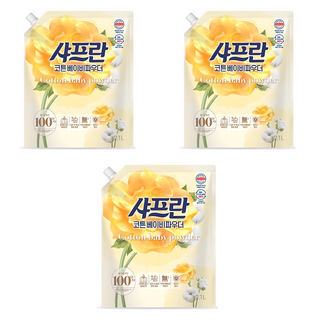 샤프란 섬유유연제 코튼 베이비파우더 리필, 2.1L, 3개