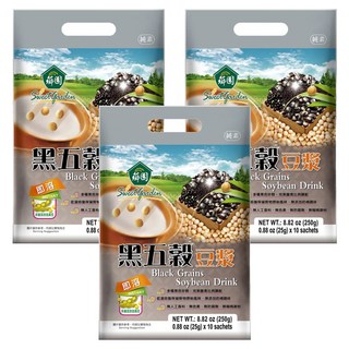 薌園 黑五穀豆漿 富含膳食纖維、去除糖份 內含多種穀物 口感豐富多層次, 25g, 10包, 3袋