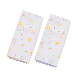 PiYOPiYO 黃色小鴨 印花紗布澡巾 2入, 純棉紗布, 細緻柔軟, 吸濕快乾, 親膚不起毛球, 寶寶必備, 30 x 50cm, 藍色/黃色 顏色隨機, 1組