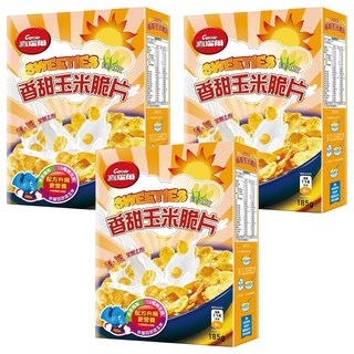 Cerear 喜瑞爾 香甜玉米脆片, 非油炸, 低脂, 含鐵、鈣, 優質燕麥纖維, 幫助消化, 非基改玉米製成, 輕薄酥脆, 185g, 3盒