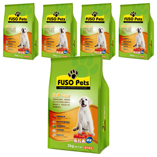 FUSO Pets 福壽 幼犬飼料, 玉米 + 糙米 + 雞肉粉 + 牛肉粉, 2kg, 5袋