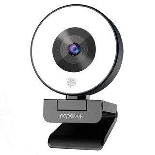 papalook 高畫質直播攝影機 PA552 1080P 內設12個LED補光燈 3種等級觸控調整, 1個, Black