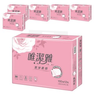 VIRJOY 唯潔雅 抽取式衛生紙 原生紙漿 100張, 12包, 6袋