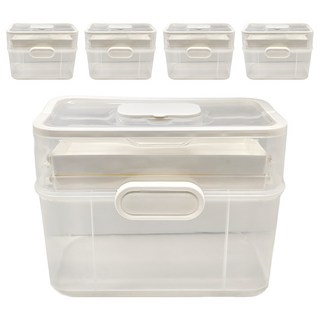 透明醫藥箱 大號 奶白 855g, 5個