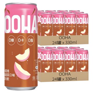 OOHA 氣泡飲 水蜜桃烏龍茶, 330ml, 48罐