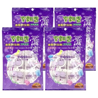 室翲香 薰衣草香氛防蟲劑 衣櫥化妝室專用IN-010 增量版和紙掛裝防蟲劑, 4包, 225g