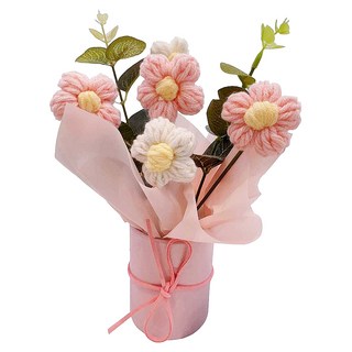 A-ONE 匯旺 粉色針織毛線花束，含提袋，卡片和LED燈, 彩色, 1件