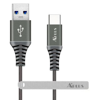 APLUS USB-A-C 快充編織傳輸線, 3.1A快充, 防纏繞設計, 1m, 鈦色, 1條