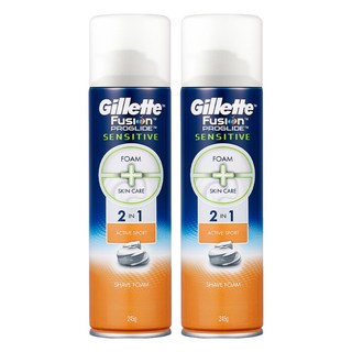 질레트 정품 퓨전 프로글라이드 센서티브 2in1 액티브 스포츠 쉐이빙폼, 245g, 2개