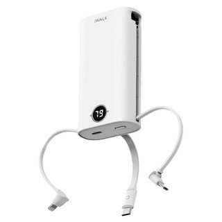 Iwalk 小魷魚 自帶線 行動電源, DBL10000S, 珍珠白