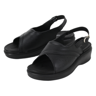 Dodo Partners 女士柔軟雙層氣墊厚底涼鞋, 黑色, 24.0cm~24.5cm