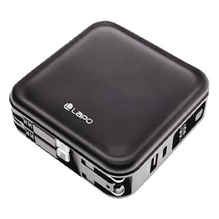 LaPO 自帶線 磁吸Apple Watch 超進化8合1雙孔輸出多功能無線充行動電源 10000mAh C TO C 原廠保固, 微墨藍, WT-08