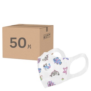 淨新科技 3D立體寬耳幼幼醫療口罩, 海底世界 白色, 50片, 1盒