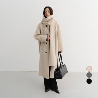 던스트 여성용 유니섹스 핸드메이드 캐시미어 머플러 코트 UDCO5D124BK