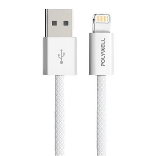 POLYWELL 寶利威爾 USB To Lightning PD編織快充線 3A PW15-W45-M905, 3m, 灰白色, 1條