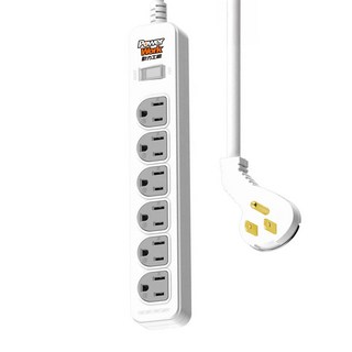 動力工廠 1切6座3P 15A 6尺 CT-3160 安全延長線, 1.8m, 白色, 1條