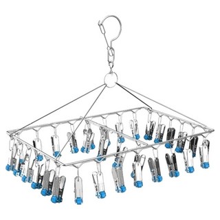 雙手萬能 方型不鏽鋼秒收曬衣夾 24夾 尺寸35x41.5x27.5公分, 1個