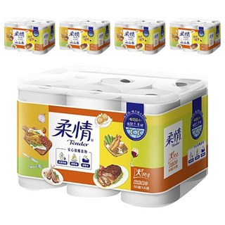 柔情廚房紙巾 大尺寸 安心接觸食物, 6捲, 5袋