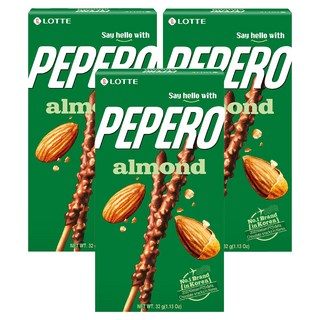 LOTTE PEPERO 杏仁巧克力棒, 32g, 3盒