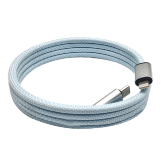 HONG JIN 宏晉 Type-C-Lightning 多彩磁吸充電線 30W, 1m, 天藍色, 1條