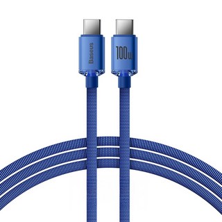 Baseus 倍思 晶耀系列 快充數據線 USB to Type-C 100W 傳輸速度 480Mbps, 2m, 藍色, 1條