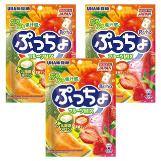 UHA 味覺糖 普超軟糖 水果味, 每一口都能吃到濃郁水果香, Q彈有嚼勁, 獨立包裝分享超方便, 90g, 3袋
