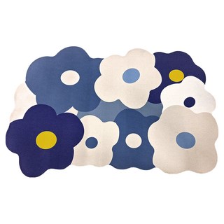 軟式珪藻土踏墊, 60 x 40cm, 小花藍, 2個