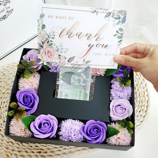 LOVELY FARM 香皂花康乃馨驚喜錢盒, 混合紫