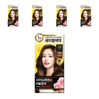 미쟝센 올뉴 샤이닝에센스 퍼퓸 염색제, 7N자연갈색, 5개