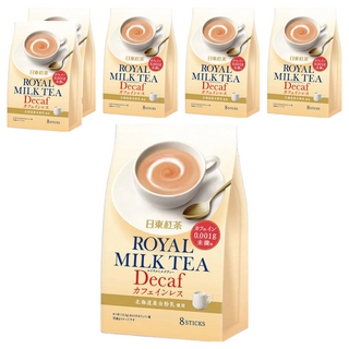 日東紅茶 皇家奶茶 低咖啡因 北海道產全粉乳使用, 12.5g, 8條, 6袋